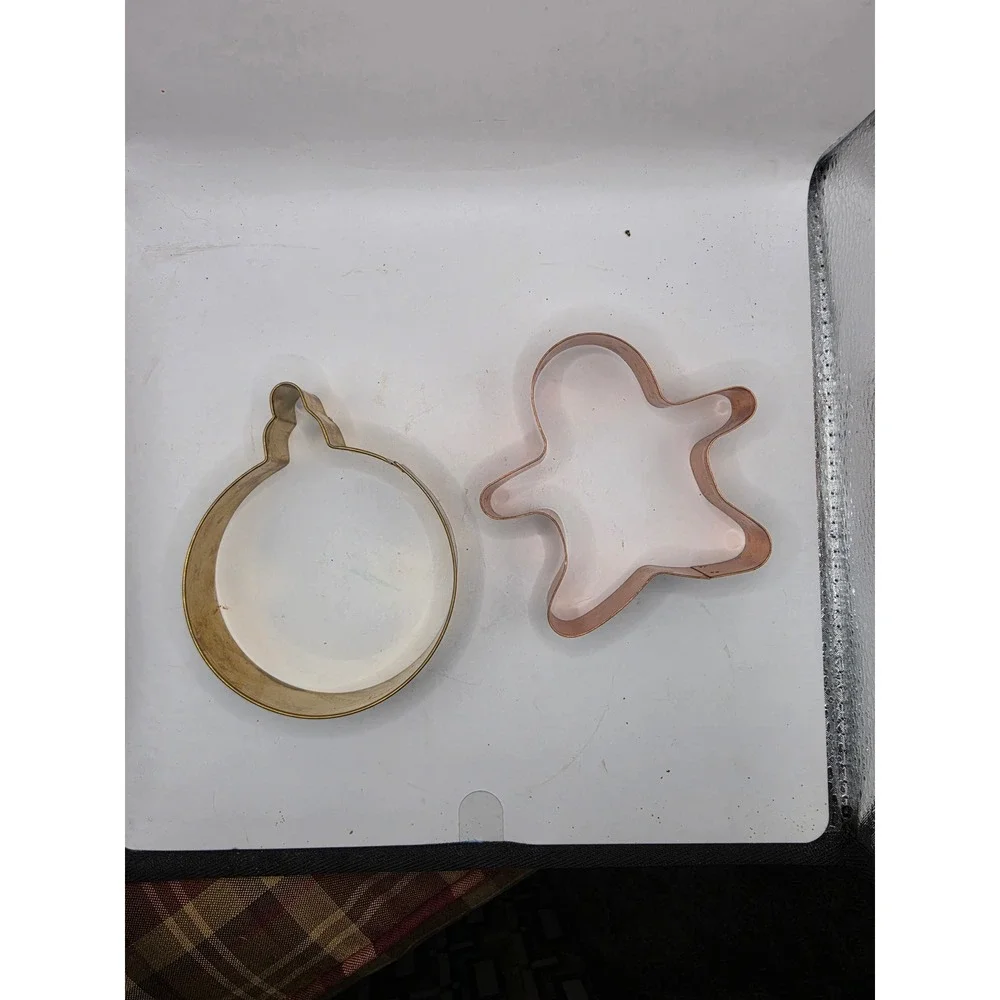 Vintage Metal Cookie Cutters Set Gingerbread Man and Holiday Ornament Shape